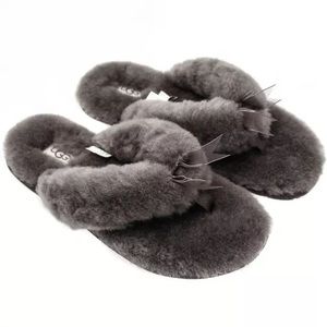 UGG Fluff Flip Flop / Slipper - Dark Gray